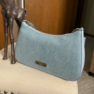 Kate Spade Madison Studded Denim Hot Fix Rhinestone Dusty Blue Shoulder Bag NWT!